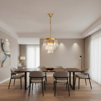 K-Light KLCH-6515/4-SG 230v 40W E14 Small Crystal 3 Tier Chandelier, Satin Gold