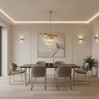K-Light KLCH-6515/4-SG 230v 40W E14 Small Crystal 3 Tier Chandelier, Satin Gold