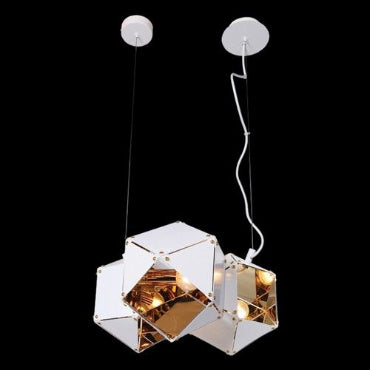 K Light GO-KLCH313-3/W 3 Light Magic Box Pendant White and Gold-Mr Smart Lighting Company.
