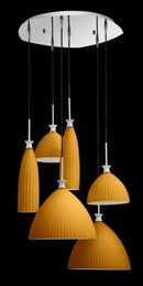 K Light M-KLCH-5011-6O Round Glass Cluster (6 Light) Orange/Chrome-Mr Smart Lighting Company.