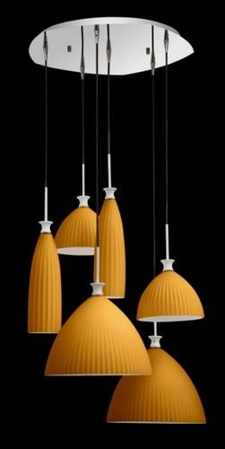 K Light M-KLCH-5011-6O Round Glass Cluster (6 Light) Orange/Chrome-Mr Smart Lighting Company.