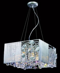 K Light SK-5086-8 Matt Silver Square Shade with Asfour Crystal-Mr Smart Lighting Company.