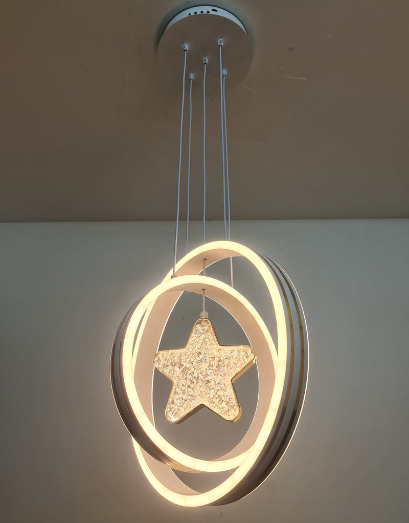 LED Acrylic rings pendant with crystal star.