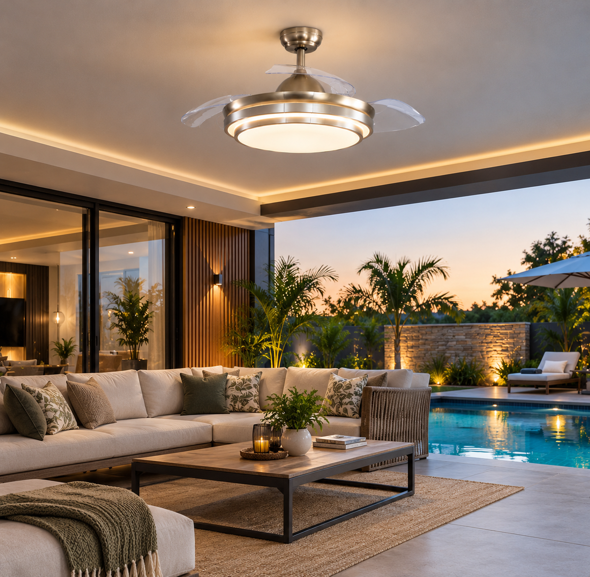 Smart LED ceiling fan with Foldable Blades.