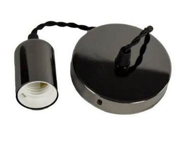 Olite OL-PEND-BK-TF E27 Flat Pendant 1M Twisted Wire Black-Mr Smart Lighting Company.