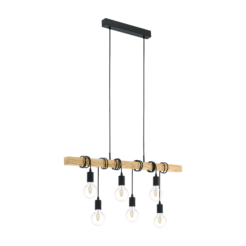 Eurolux Townshend 6 LT Pendant Vintage Black/Wood-P1016
