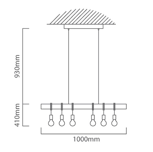 Eurolux Townshend 6 LT Pendant Vintage Black/Wood-P1016