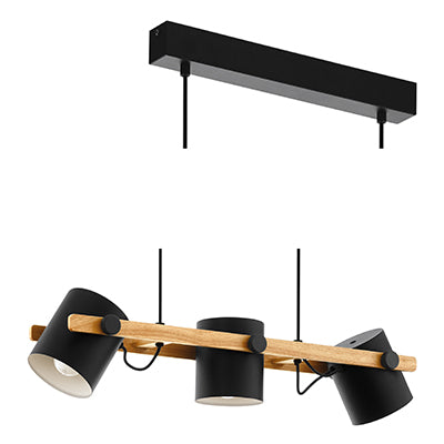 Eurolux Hornwood Pendant 3L E27 60w Wood/Black-P1125