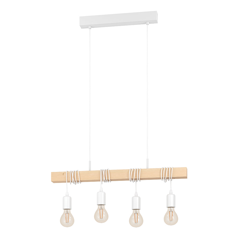 Eurolux Townshend 4 LT Pendant Vintage White/Wood-P1210W