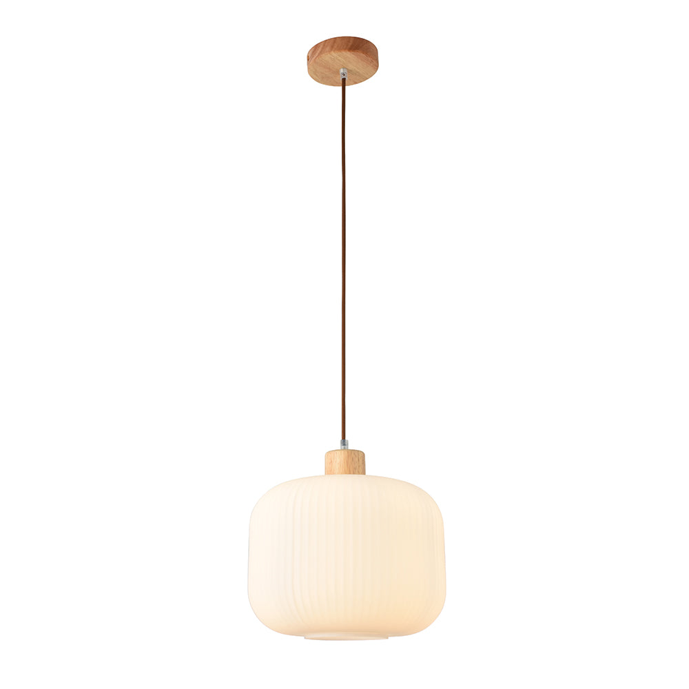 Eurolux Nesta2 Pendant White Wood/Glass E27 1x40w P1360