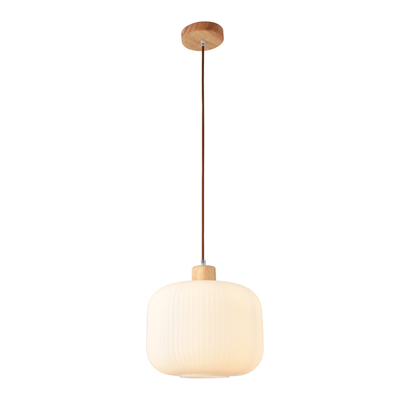Eurolux Nesta2 Pendant White Wood/Glass E27 1x40w P1360