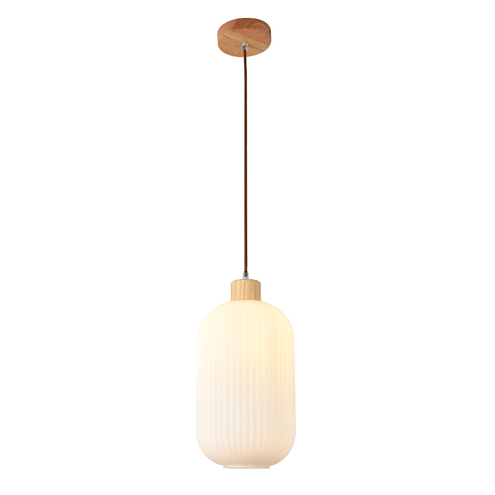 Eurolux Nesta2 Pendant White Wood/Glass E27 1x40wP1361