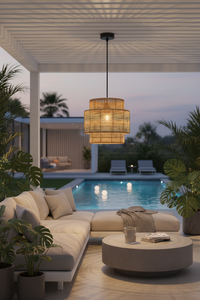 PENDANT LIGHT-PEN301 BK/RATTAN