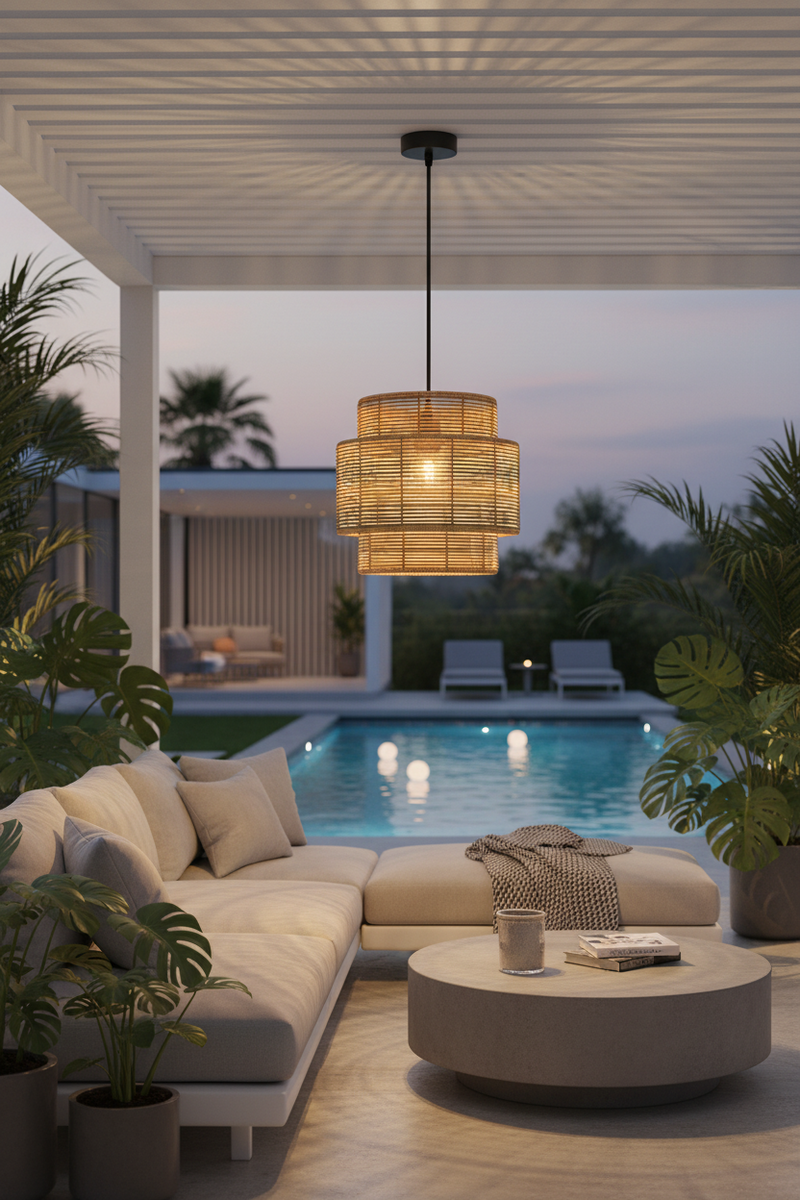 PENDANT LIGHT-PEN301 BK/RATTAN