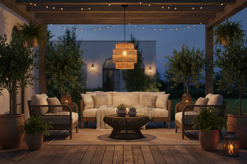 PENDANT LIGHT-PEN301 BK/RATTAN