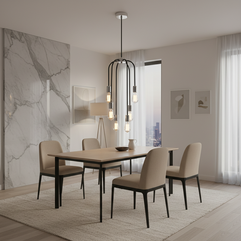 PENDANT LIGHT-PEN621/6 CHROME/BLACK