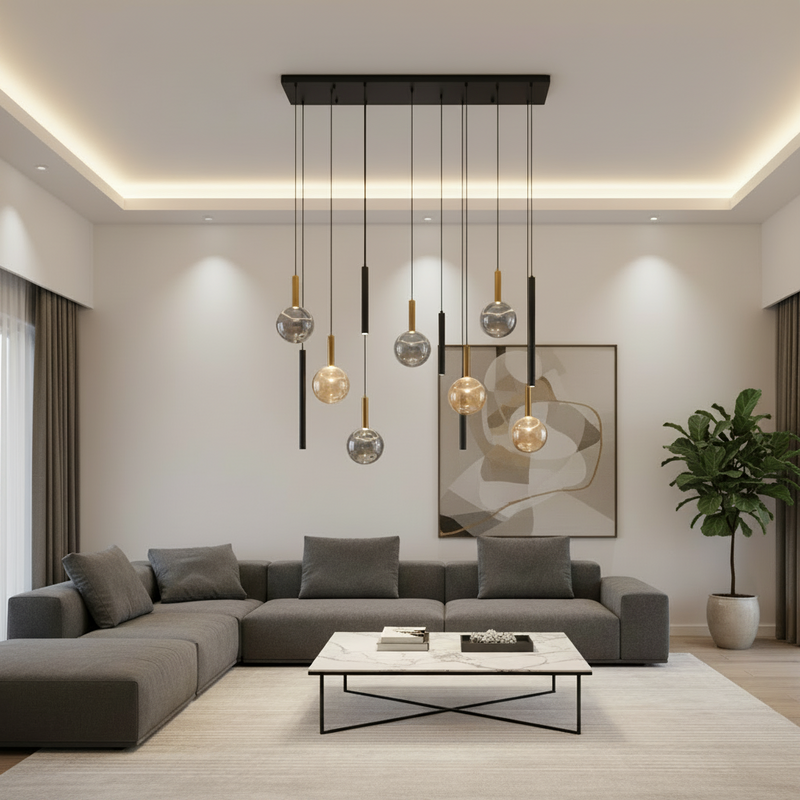 PENDANT LIGHT-PEN823/12 BK/GD