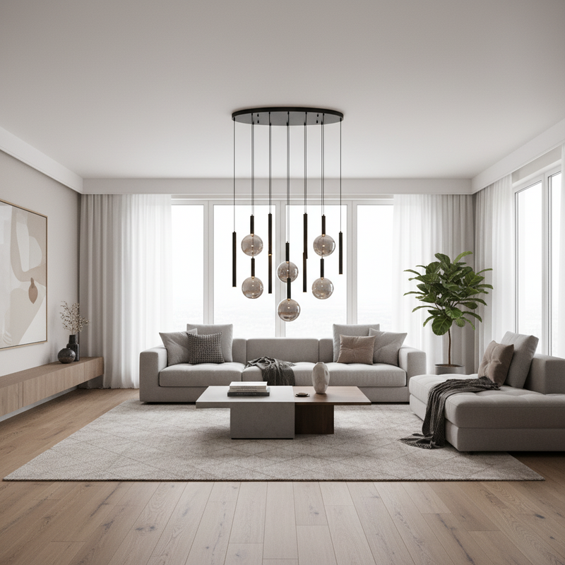 PENDANT LIGHT-PEN824/12 BK/SMOKE