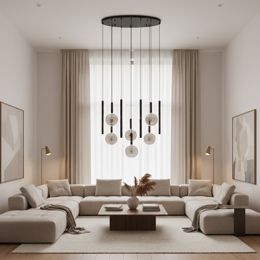PENDANT LIGHT-PEN824/12 BK/SMOKE
