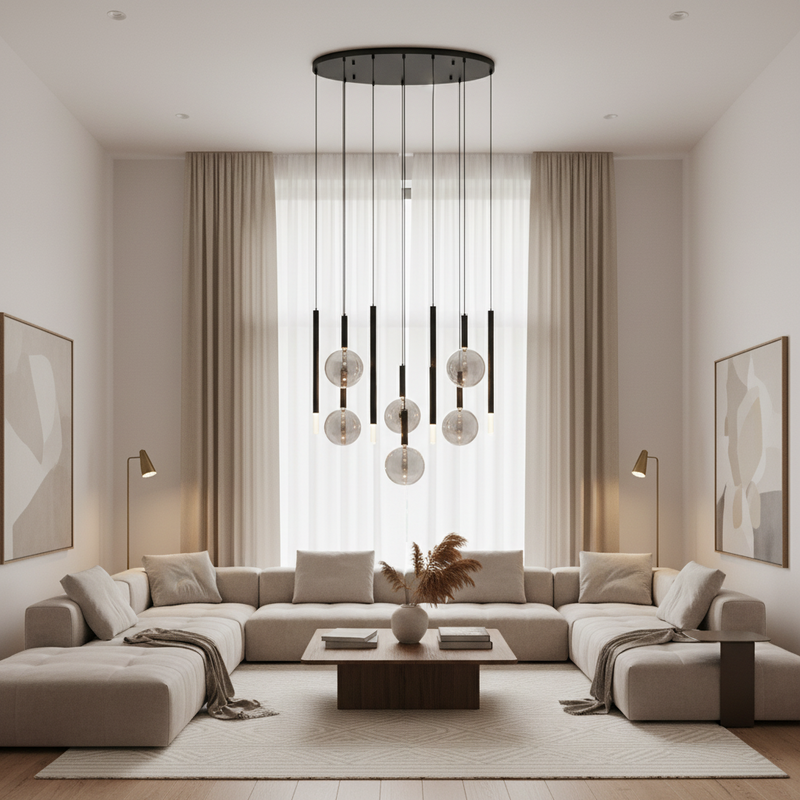 PENDANT LIGHT-PEN824/12 BK/SMOKE