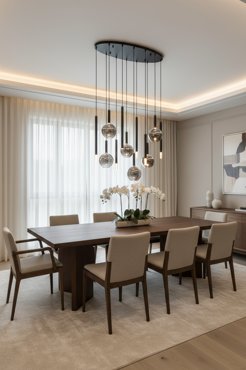 PENDANT LIGHT-PEN824/12 BK/SMOKE