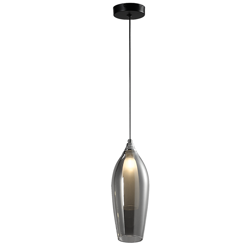 Black smoke glass pendant lamp.