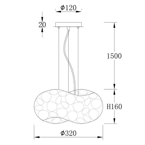 Radiant Pendant Metal 320mm White E27 2x60w.