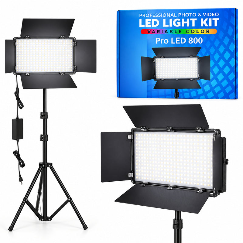 Pro LED 800 Portable Video & Photography Light Kit – Adjustable 3200K–6500K, 800 LED Bulbs, Tripod & Batteries Included-Mr Smart Lighting Company.