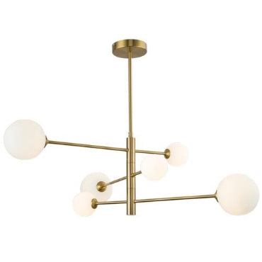 Quick Overview Metal and Opal Glass Chandelier Brand Bright Star Family Type Chandelier Lamping 6 x 5W G9 LED ( Not Included ) Original SKUs CH394/6 GOLD Colour Gold-Mr Smart Lighting Company.