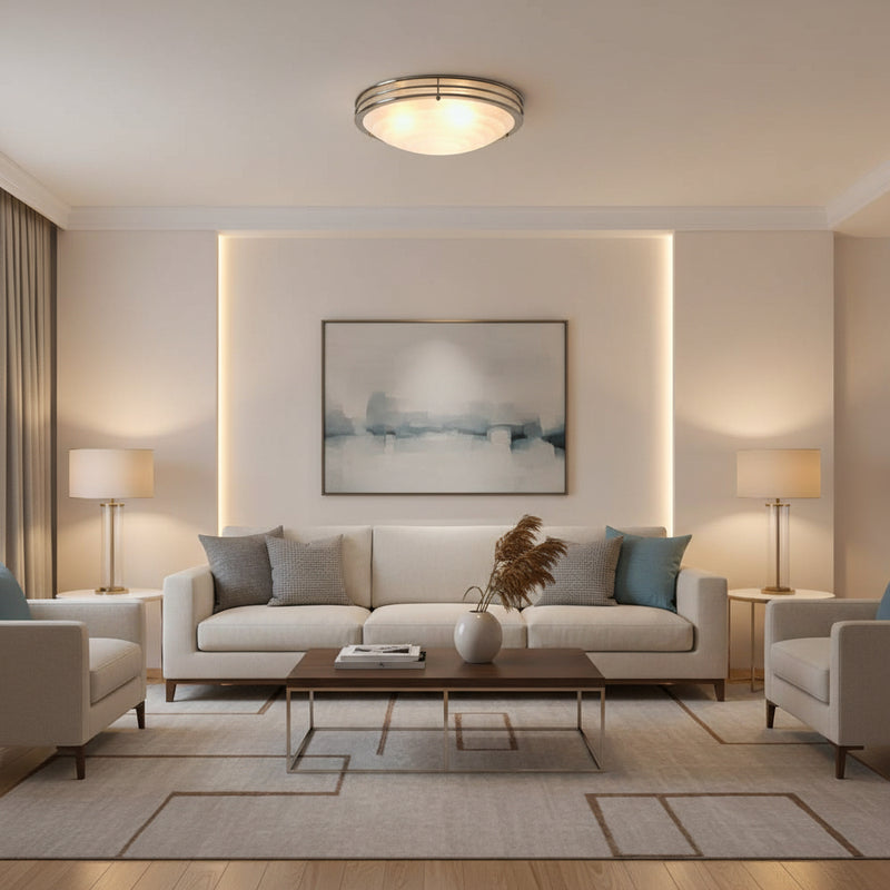 Radiant Lighting Casa Ceiling Light Satin Chrome E27 3x60w