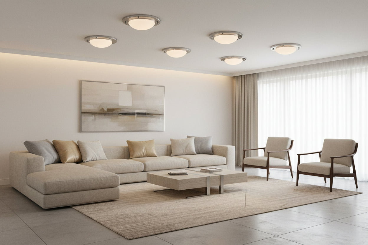 Radiant Lighting DISC Zoot Ceiling Light Satin Chrome E14 1x40w-RC117