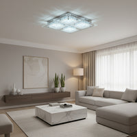 Radiant RC178 Crystal Square LED Ceiling Light 24W 360mmx360mm CCT Chrome and Silver