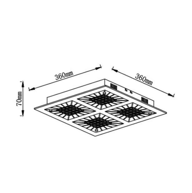 Radiant RC178 Crystal Square LED Ceiling Light 24W 360mmx360mm CCT Chrome and Silver