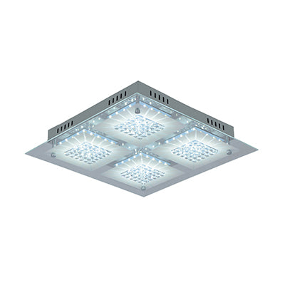 Radiant RC178 Crystal Square LED Ceiling Light 24W 360mmx360mm CCT Chrome and Silver