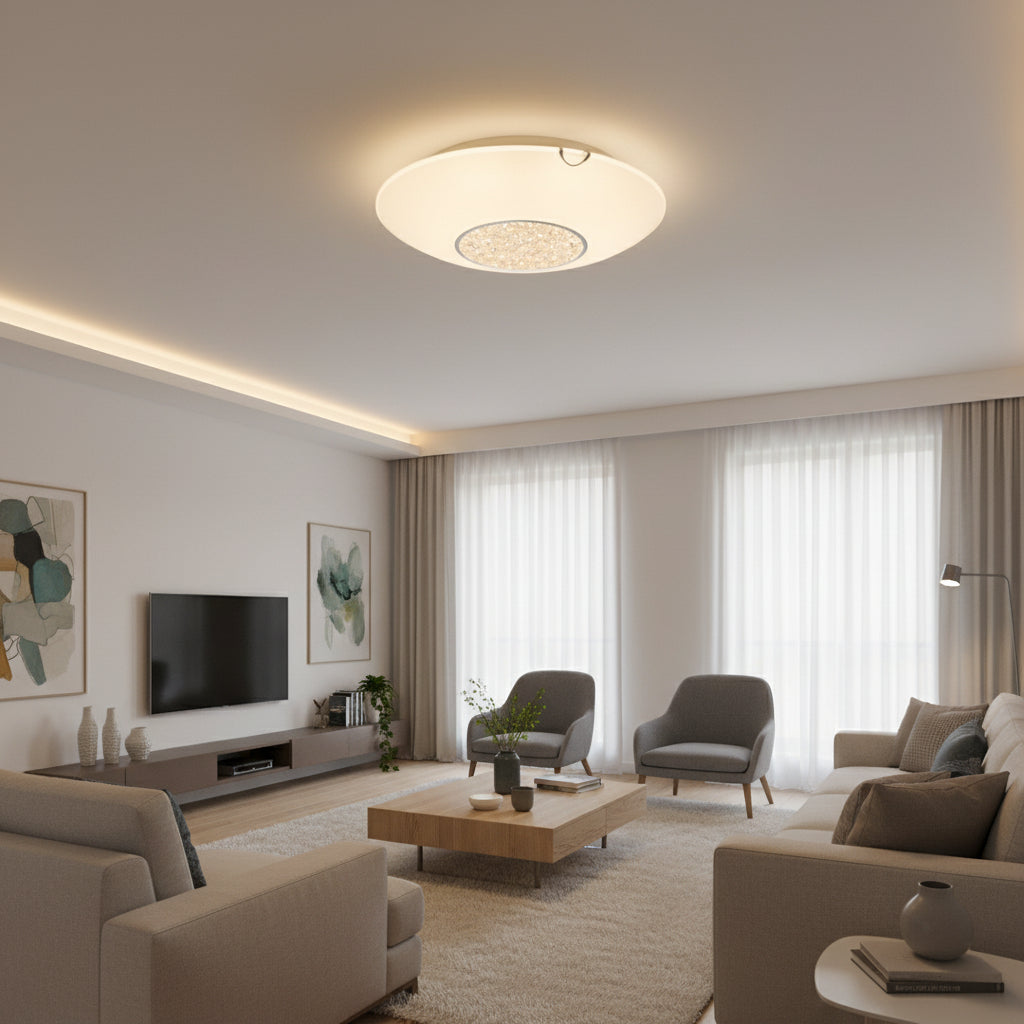 Crystal Ceiling Light – White (E27 2x40W) - RC183
