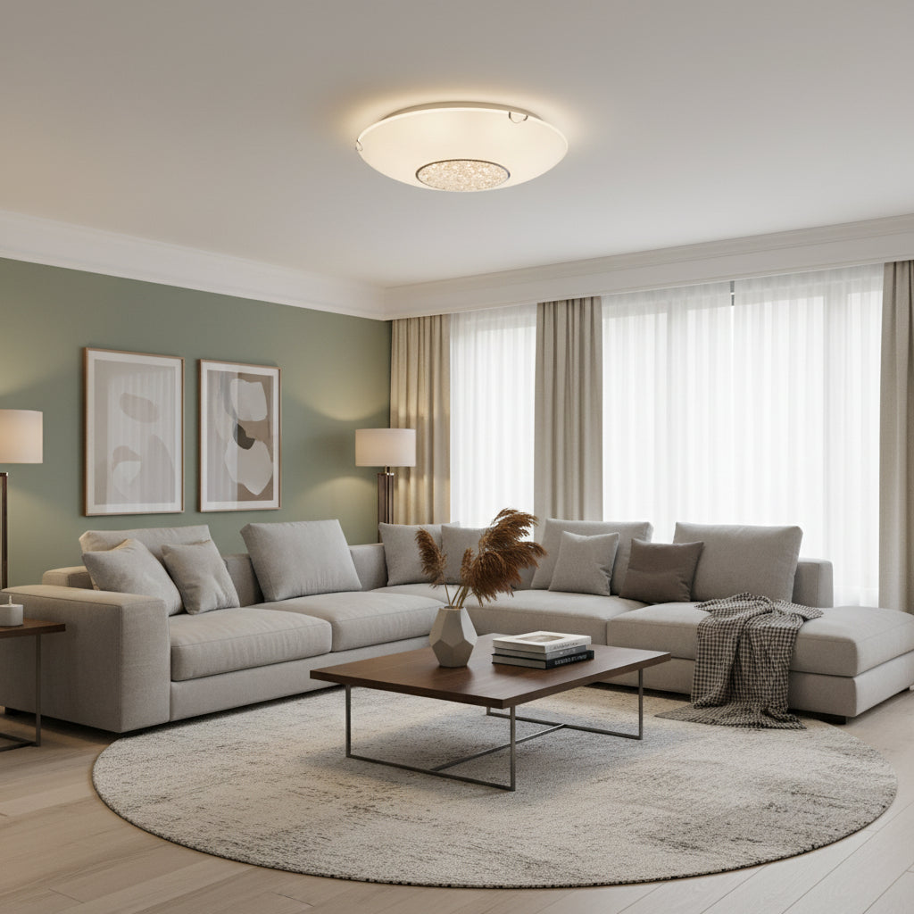 Crystal Ceiling Light – White (E27 2x40W) - RC183