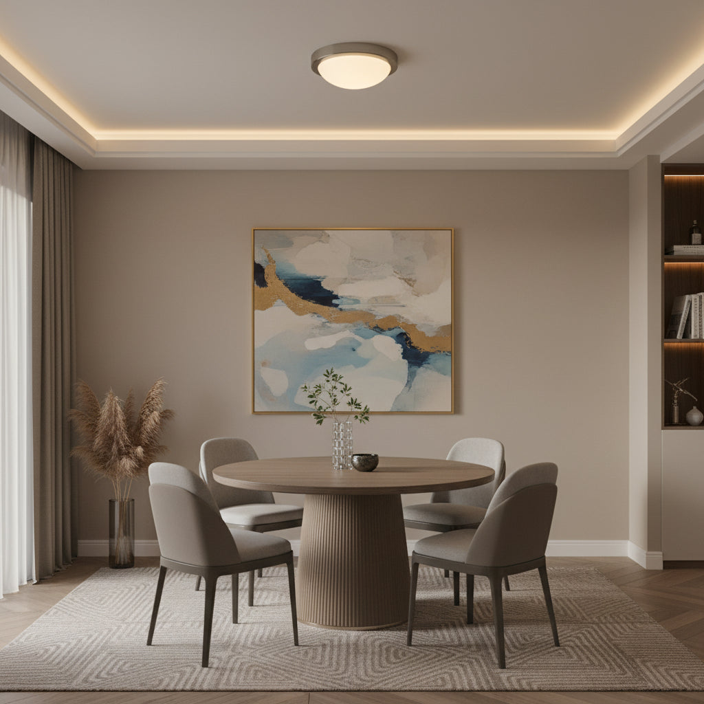 Flat Ceiling Light – Satin Silver (E27 2x60W) - RC51SSW.