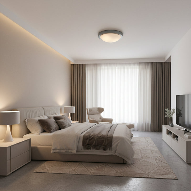 Radiant Lighting-Flat Ceiling Light Satin Chrome E27 2x60w -RC51SCW