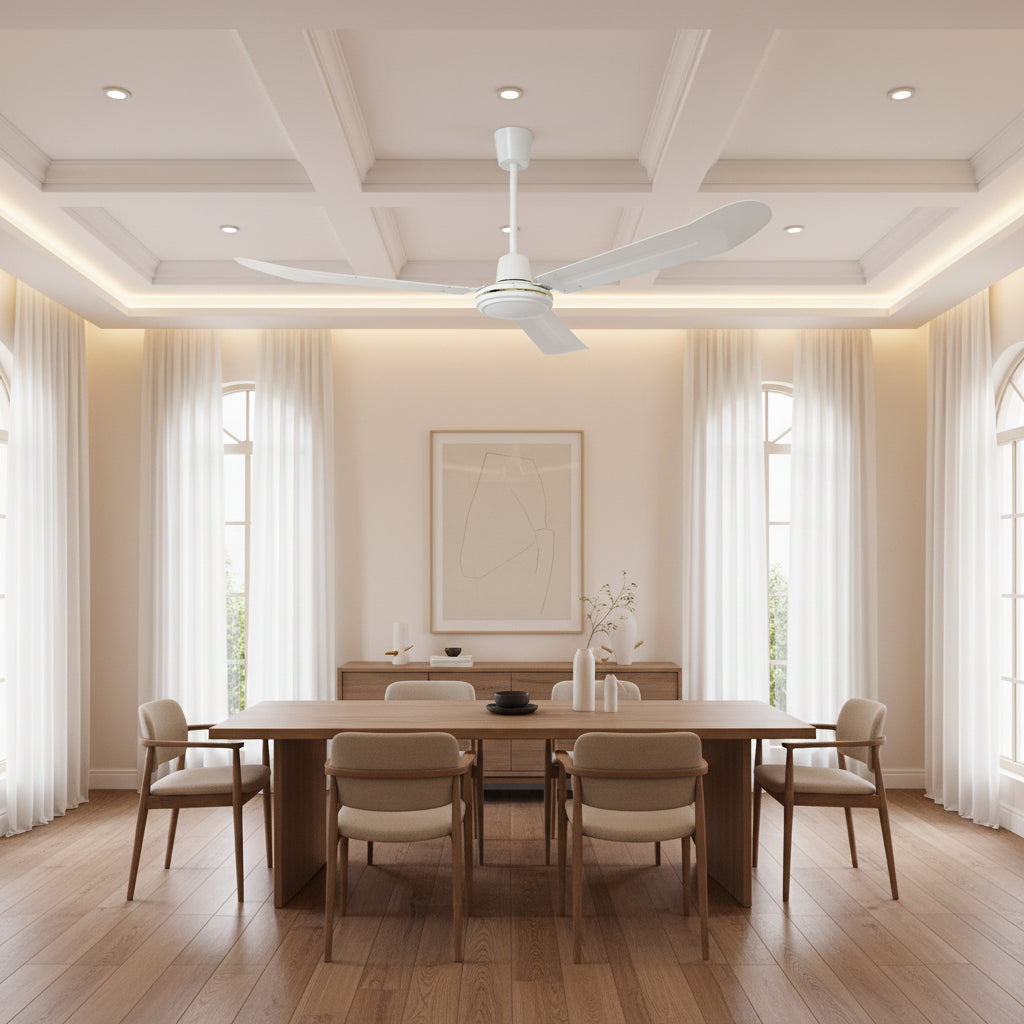 Mach One Ceiling Fan with Light & Remote White Non Dimmable-RF219W.