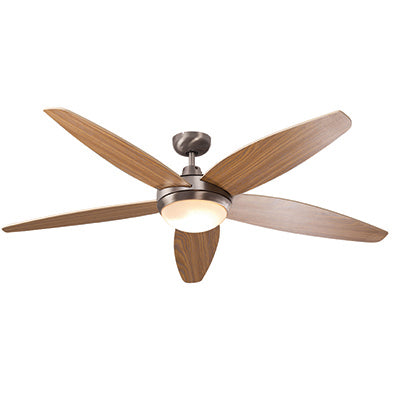 Lancer Ceiling Fan with Light Satin Chrome & Wood-RF31WD