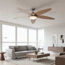 Lancer Ceiling Fan with Light Satin Chrome & Wood-RF31WD