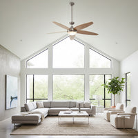 Lancer Ceiling Fan with Light Satin Chrome & Wood-RF31WD