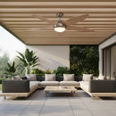 Lancer Ceiling Fan with Light Satin Chrome & Wood-RF31WD