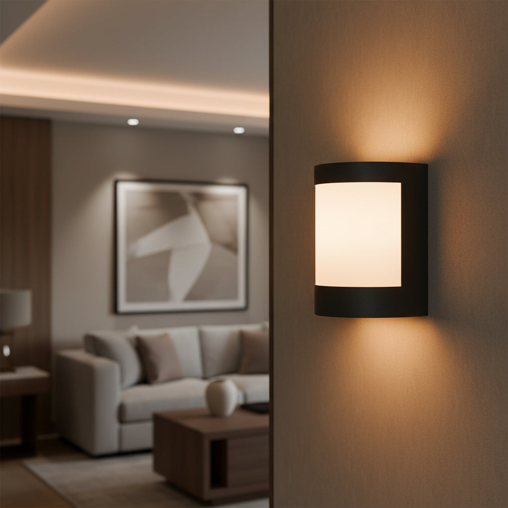 Radiant Plain Outdoor Wall Light Black E27-RO429