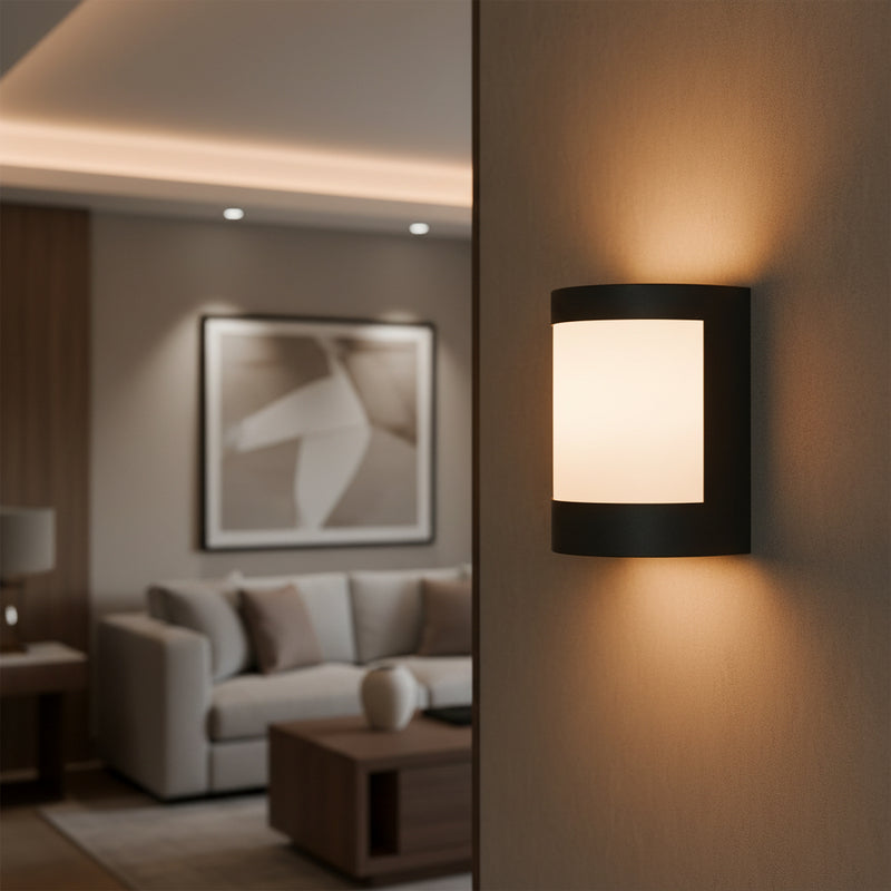 Radiant Plain Outdoor Wall Light Black E27-RO429
