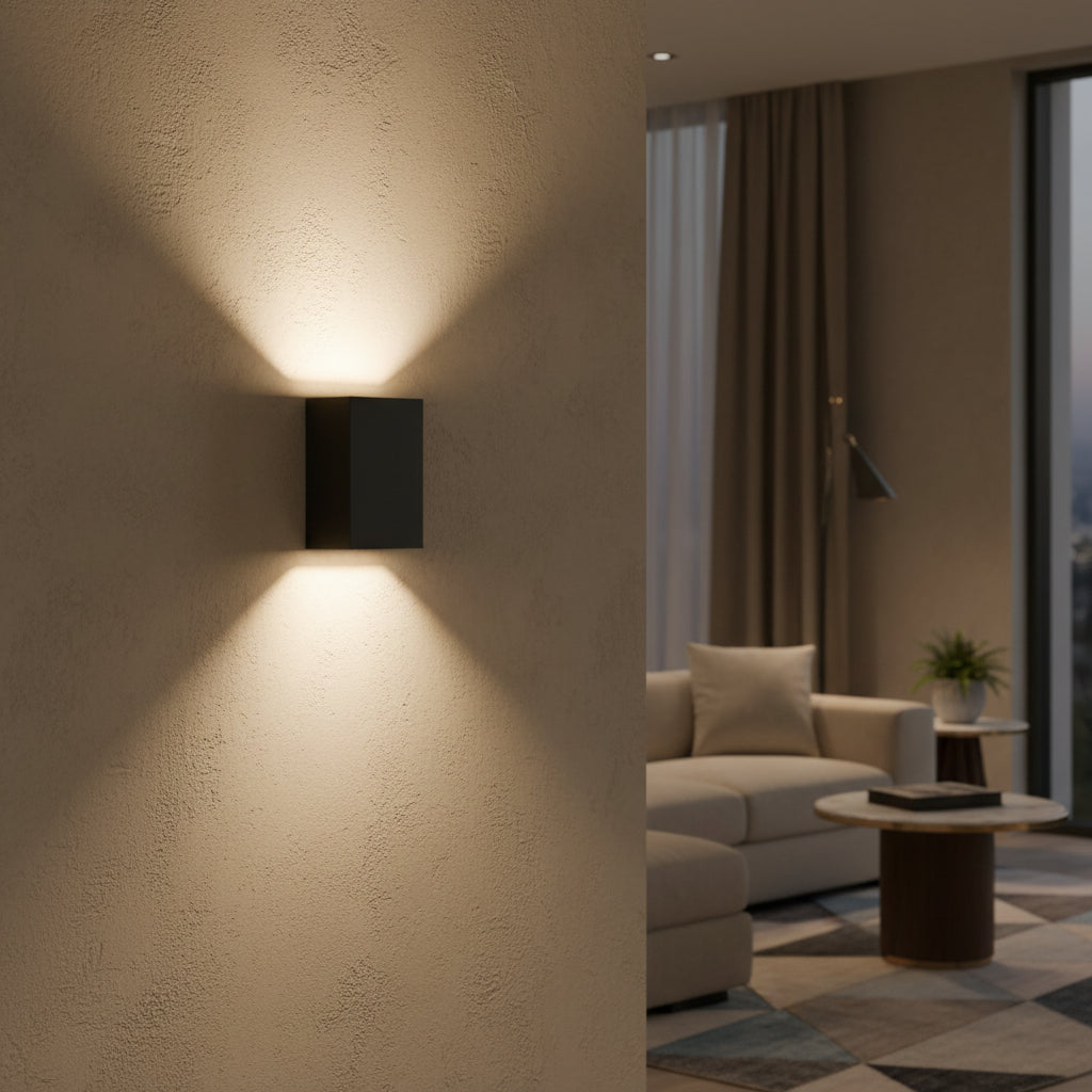 Radiant Bue Square Up or Down Outdoor Wall Light Black 152mm-RO431