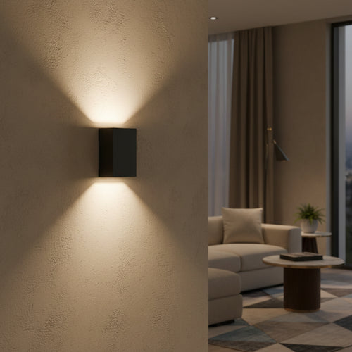 Radiant Bue Square Up or Down Outdoor Wall Light Black 152mm-RO431