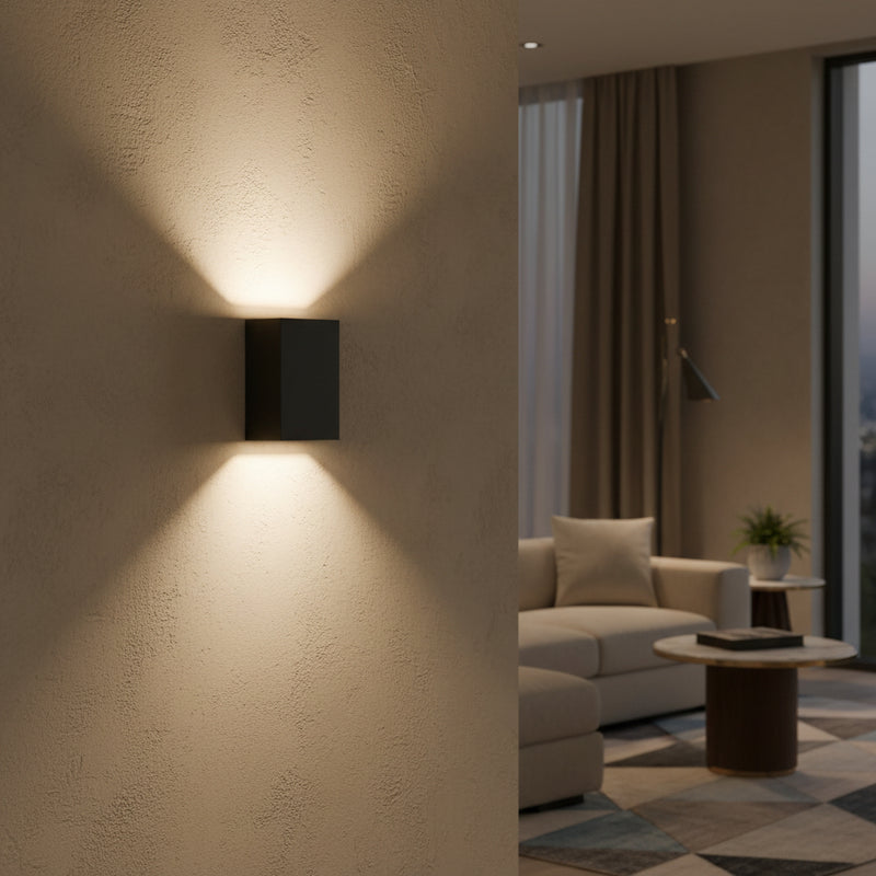 Radiant Bue Square Up or Down Outdoor Wall Light Black 152mm-RO431