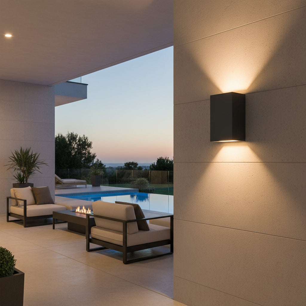Radiant Bue Square Up or Down Outdoor Wall Light Black 152mm-RO431