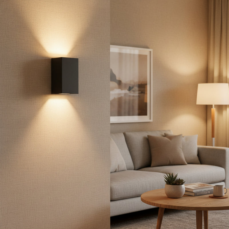 Radiant Bue Square Up or Down Outdoor Wall Light Black 152mm-RO431
